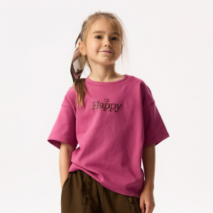 T-shirt z wypukłym nadrukiem - 146 (10 lat) - fioletowy - dziewczynki - Reserved - 907KC-44X