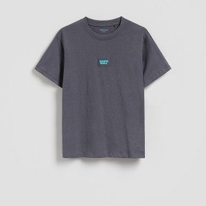 Bawełniany t-shirt - 128 (7-8 lat) - ciemnoszary - chłopcy - Reserved - 908IX-90X