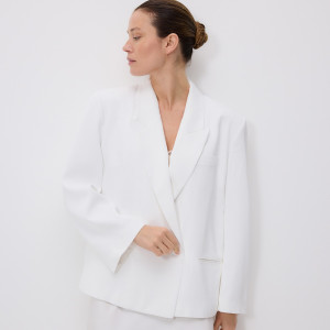 Marynarka oversize z domieszką wełny - L - biały - damska - Reserved - 910HF-00X