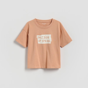 Bawełniany t-shirt - 80 (9-12 m.) - miedziany - chłopcy - Reserved - 911HR-28X