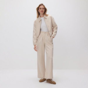 Spodnie z zakładkami - L - beżowy - damska - Reserved - 911HS-08X