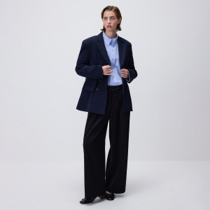 Dwurzędowa marynarka oversize - XS - granatowy - damska - Reserved - 913HF-59X