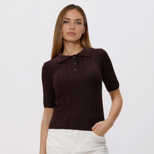 Sweter polo z wełną - XL - brązowy - damska - Reserved - 913IP-88X