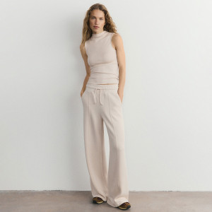 Luźne spodnie - L - kremowy - damska - Reserved - 914HS-02X