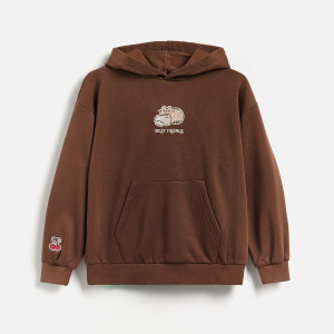 Bluza Pusheen z aplikacją - 116 (5-6 lat) - ciemnobrązowy - dziewczynki - Reserved - 914KB-89X