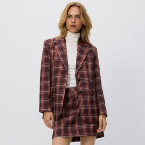 Spódnica mini w kratę - S - burgundowy - damska - Reserved - 915IV-53X