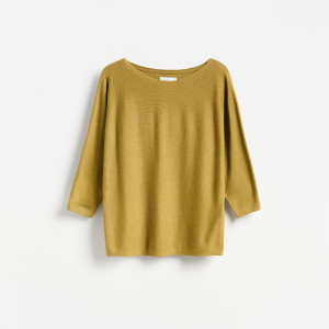 Gładki sweter z wiskozą - L - oliwkowy - damska - Reserved - 916KL-81X