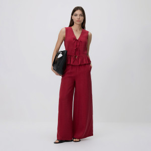 Kamizelka z modalem - L - bordowy - damska - Reserved - 917HU-83X