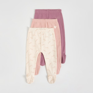 Bawełniane legginsy 3 pack - 80 (9-12 m.) - jasnofioletowy - dziewczynki - Reserved - 919GK-34X