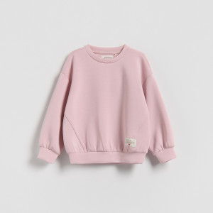 Gładka bluza z modalem - 80 (9-12 m.) - pastelowy róż - dziewczynki - Reserved - 919HV-03X