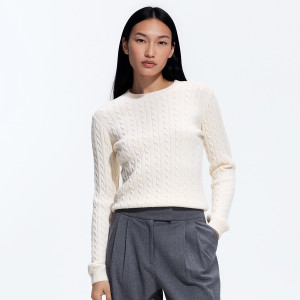 Sweter z domieszką wiskozy - L - kremowy - damska - Reserved - 920KK-02X