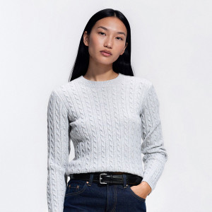 Sweter z domieszką wiskozy - L - jasnoszary - damska - Reserved - 920KK-09M