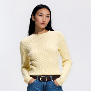 Sweter z domieszką wiskozy - L - jasnożółty - damska - Reserved - 920KK-10X