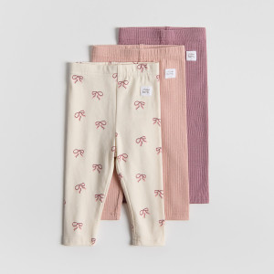 Bawełniane legginsy 3 pack - 62 (1-3 m.) - jasnofioletowy - dziewczynki - Reserved - 921GK-34X