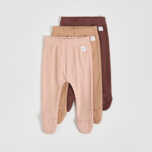 Bawełniane legginsy 3 pack - 80 (9-12 m.) - brązowy - dziewczynki - Reserved - 922GK-84X