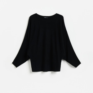 Sweter z kimonowym rękawem - L - czarny - damska - Reserved - 922KL-99X