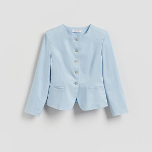 Marynarka z lnem - XL - jasnoniebieski - damska - Reserved - 924HU-05X