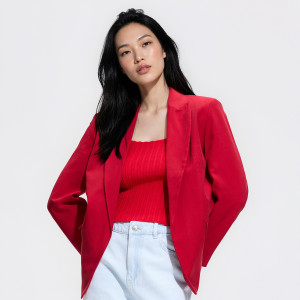 Marynarka z modalem - XS - czerwony - damska - Reserved - 924KI-33X