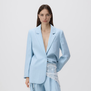 Marynarka z wiskozą - L - jasnoniebieski - damska - Reserved - 925HU-05X