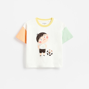 Bawełniany t-shirt Pucio - 98 (2-3 lata) - kremowy - chłopcy - Reserved - 926HR-02X