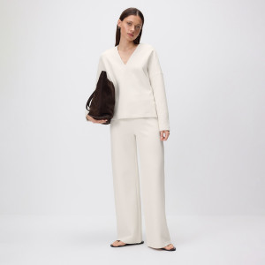 Spodnie z bawełną - S - kremowy - damska - Reserved - 926HS-02X