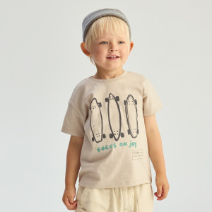 Bawełniany t-shirt - 86 (12-18 m.) - beżowy - chłopcy - Reserved - 926IX-08X