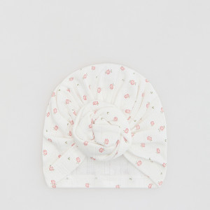 Czapka turban - 3-6 miesięcy - złamana biel - dziewczynki - Reserved - 931IQ-01X