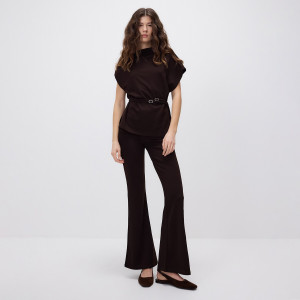 Spodnie flare - L - ciemnobrązowy - damska - Reserved - 932HS-89X