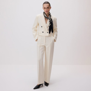 Spodnie z kantem - L - złamana biel - damska - Reserved - 934HF-01X