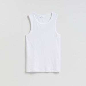 Tank top z wiskozą - L - biały - męska - Reserved - 935HL-00X
