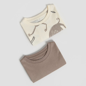 Bawełniany t-shirt 2 pack - 80 (9-12 m.) - złamana biel - chłopcy - Reserved - 935IX-01X