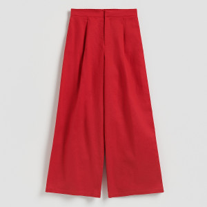 Szerokie spodnie z lnem - L - czerwony - damska - Reserved - 935JJ-33X