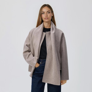 Kurtka handmade z wełną - XL - beżowy - damska - Reserved - 936JM-08X