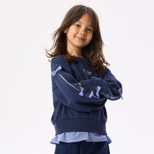 Bluza z kokardkami - 158/164 (12-13 lat) - granatowy - dziewczynki - Reserved - 937KB-59X