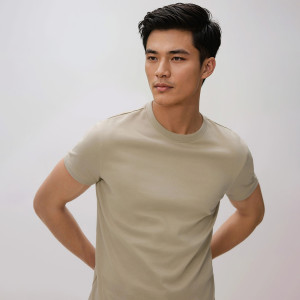 T-shirt slim fit - XXL - beżowy - męska - Reserved - 938HL-08X