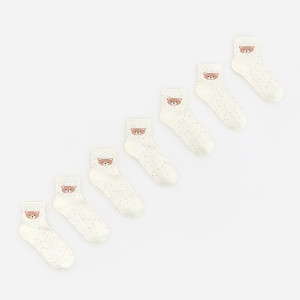 Wzorzyste skarpetki 7 pack - 28/30 - złamana biel - dziewczynki - Reserved - 939KQ-01X