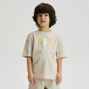 Bawełniany t-shirt - 134/140 (8-9 lat) - kremowy - chłopcy - Reserved - 940HR-02X