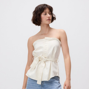 Top z paskiem - XL - kremowy - damska - Reserved - 9415B-02J