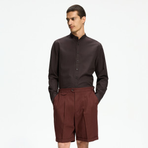 Szorty chino z lnem - 30 - ciemnobrązowy - męska - Reserved - 9416N-89X