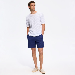 Szorty chino z domieszką lnu - 29 - niebieski - męska - Reserved - 9418N-57X