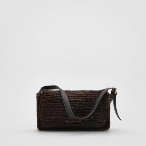 Pleciona torebka handmade - ONE SIZE - ciemnobrązowy - damska - Reserved - 941CM-89X
