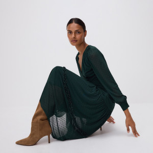 Sukienka maxi w grochy - XS - morski - damska - Reserved - 941GA-67X