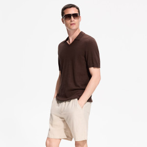 Szorty regular z lnem - XXL - beżowy - męska - Reserved - 9428N-08X