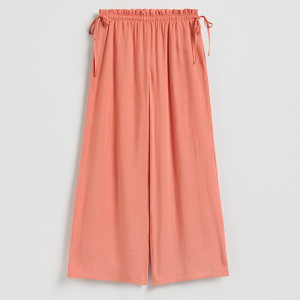 Szerokie spodnie z modalem - S - pomarańczowy - damska - Reserved - 942JJ-22X