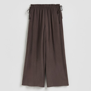 Szerokie spodnie z modalem - L - ciemnobrązowy - damska - Reserved - 942JJ-89X