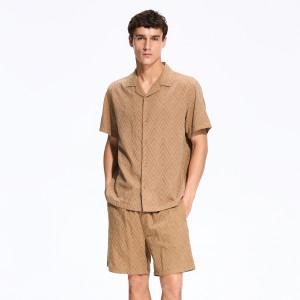 Strukturalne szorty regular fit - L - brązowy - męska - Reserved - 9452N-84X