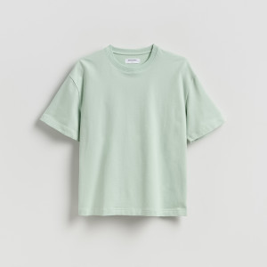 Bawełniany t-shirt boxy - XL - jasnozielony - męska - Reserved - 945HL-07X