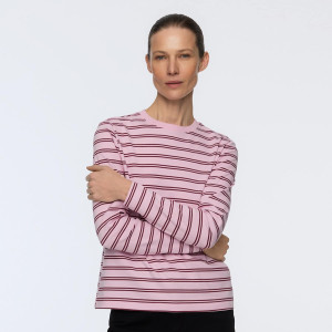 Longsleeve z merceryzowanej bawełny - L - pastelowy róż - damska - Reserved - 9467H-03X