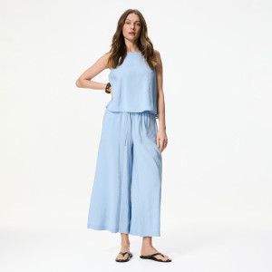 Luźne spodnie z modalem - L - jasnoniebieski - damska - Reserved - 946JJ-05X