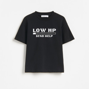 Bawełniany t-shirt - 158 (12 lat) - czarny - chłopcy - Reserved - 948HR-99X